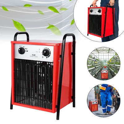 FROADP 9KW Elektroheizer Elektroheizung Bauheizer Heizlüfter Heizgerät Heizung Rot IP24