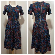 LULAROE Amelia DRESS - Size XS Abstract Print Colorful Simply Comfortable NWT