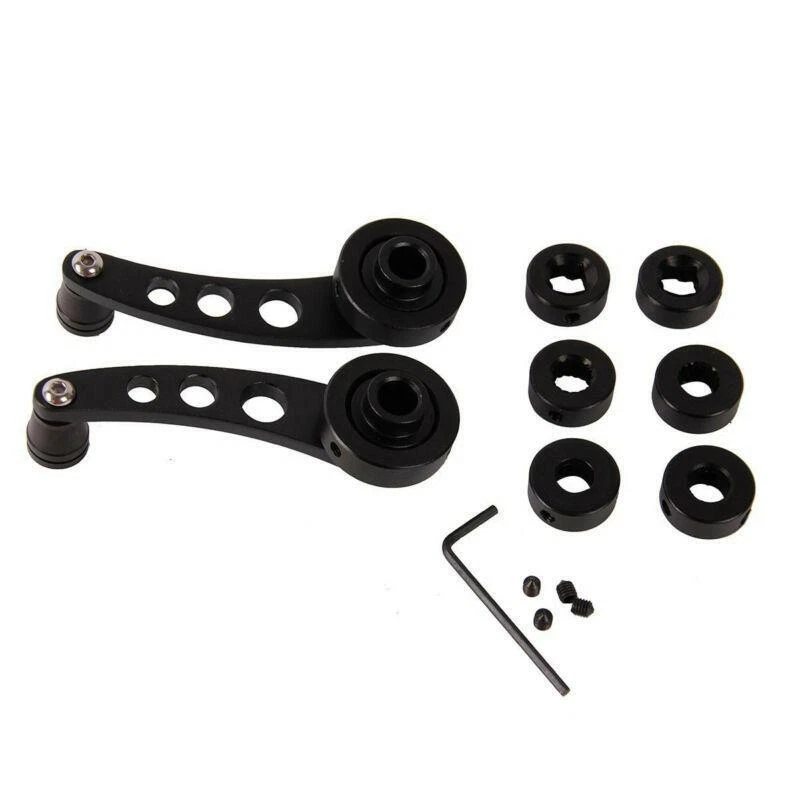 2x Black Aluminum Car Offroad Manual Window Glass Door Crank Handle Winder Knobs - Image 3 of 4