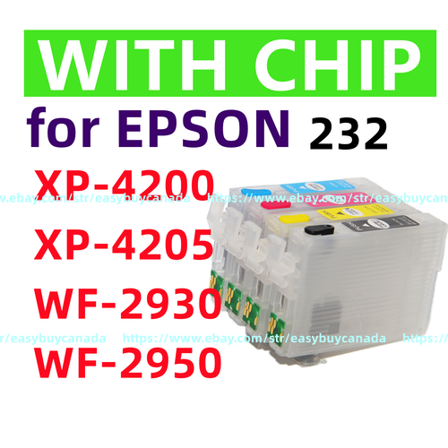 Empty refillable Ink Cartridge T232 232 XL w chip xp4200 xp4205 wf2950 wf2930 * - Picture 5 of 5