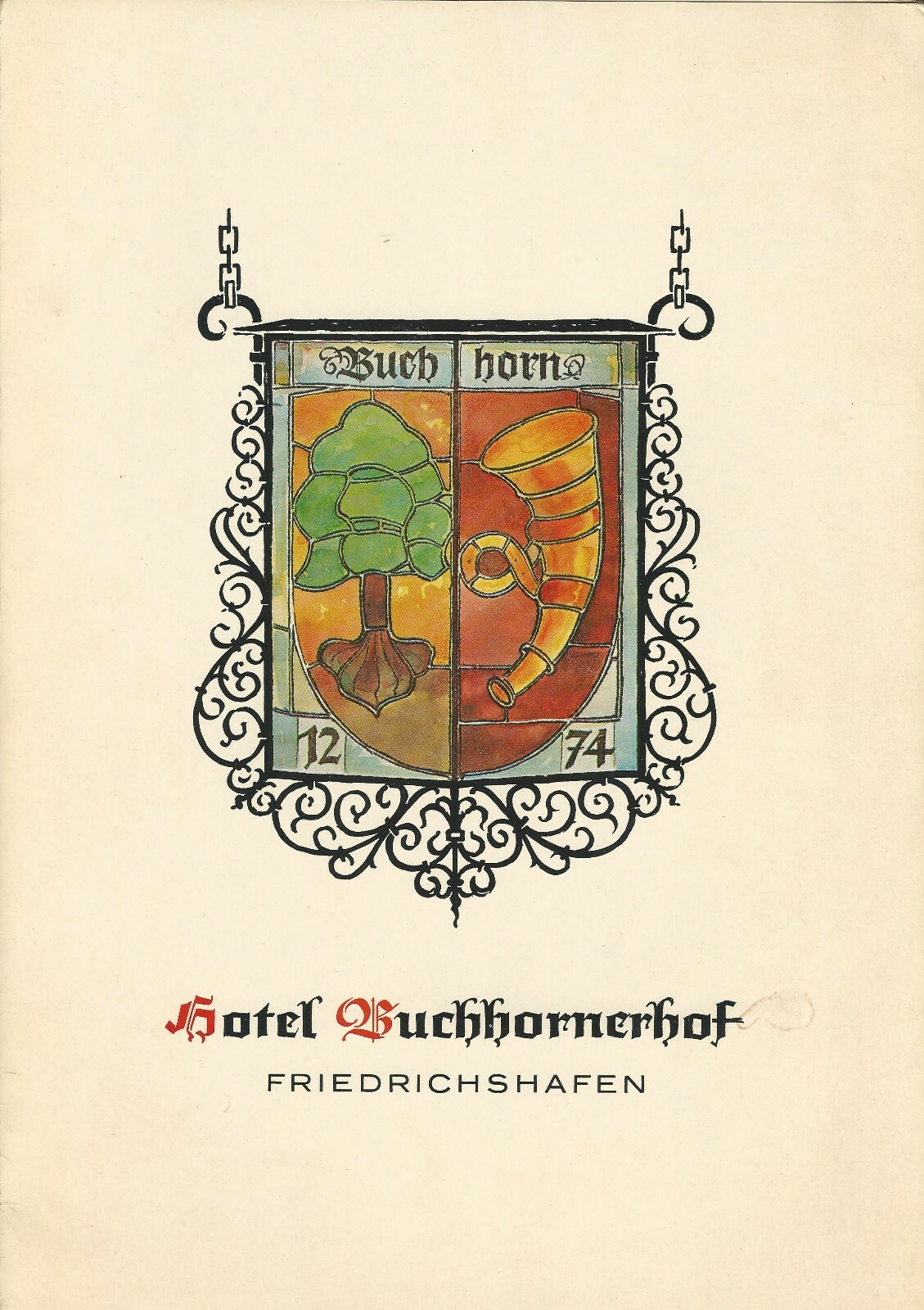 Vintage HOTEL BUCHHORNERHOF restaurant Menu Friedrichshafen, Germany 1973