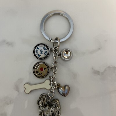 Silver Tone I Love My Dog Heart Keychain Puppy
