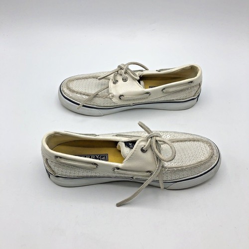 Sperry Top Sider 9447160 Women Ivory Sequin Boat Shoe Size 5M Pre Owned - Picture 11 of 12
