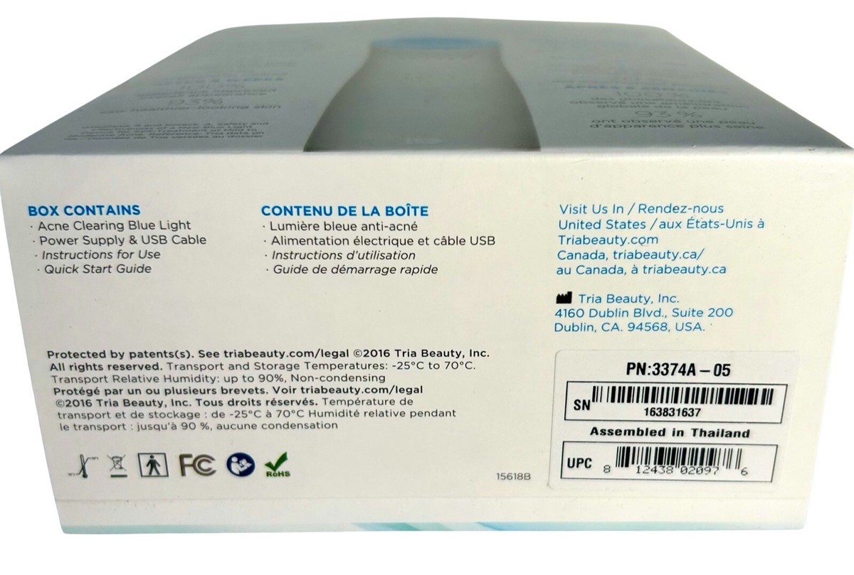 TRIA Positively Clear Acne Cleansing Blue Light w Cable FDA