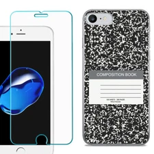 For Apple iphone SE 2020 Slim Case, Tempered Glass - Composition Book