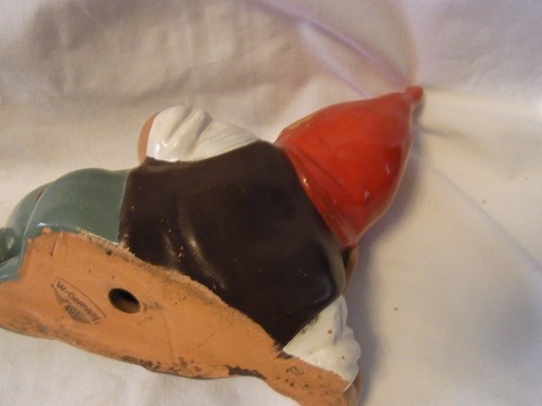 Yard Gnome Lies with Pipe Ceramic Gartenzwerg Vintage German #OBN10 - Picture 9 of 12