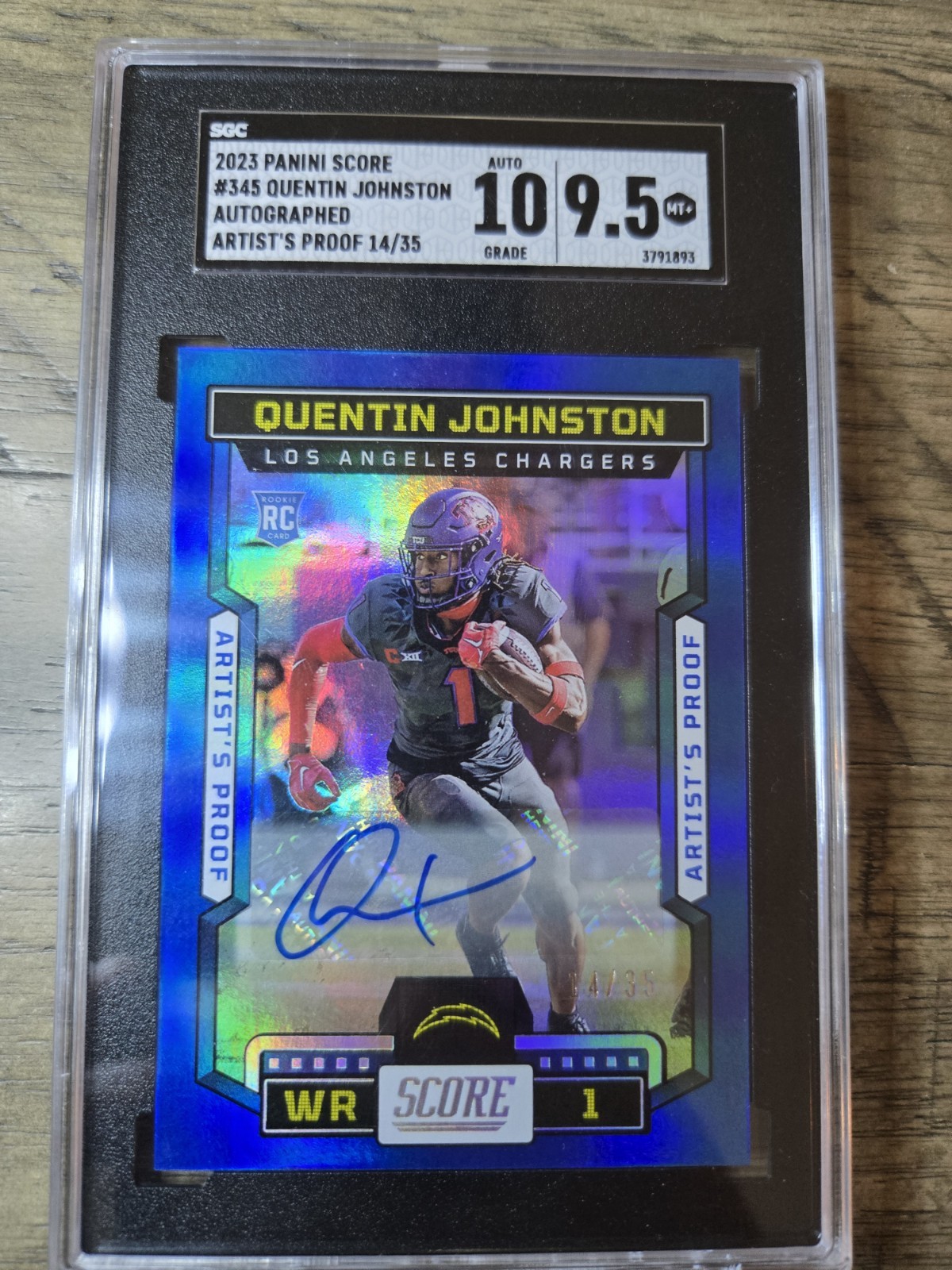 2023 Score - Rookies Quentin Johnston #345 Artist's Proof Signatures /35 SGC 9.5
