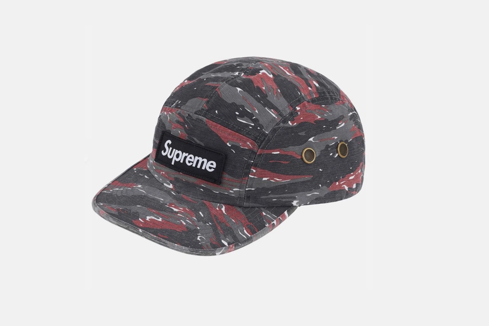 Supreme Military Camp Cap Red Tiger Camo SS24