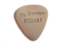 Aluminum guitar pick with My Grandpa Rocks