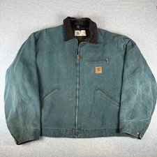 Vintage Carhartt J43 HTG Hunter Green Detroit Jacket Workwear 2XL Mens Rare