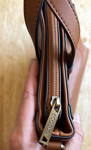 Ecosusi Brown Vegan Leather Convertible Bag Messenger Briefcase Backpack Laptop - Picture 5 of 12