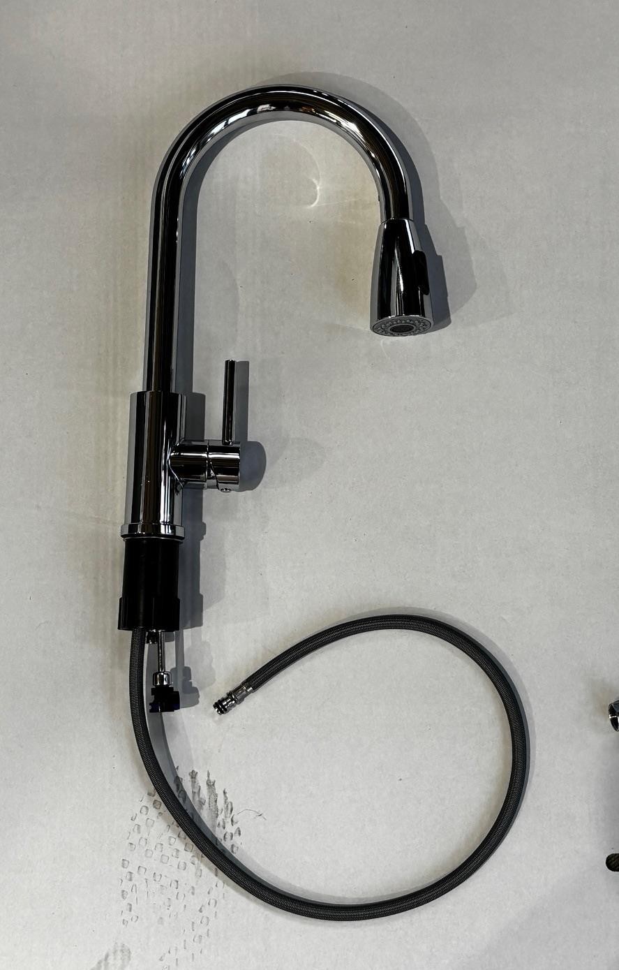Liquida KPO11CH Chrome Single Lever Kitchen Mixer Tap, Pull Out Spray - GRADED