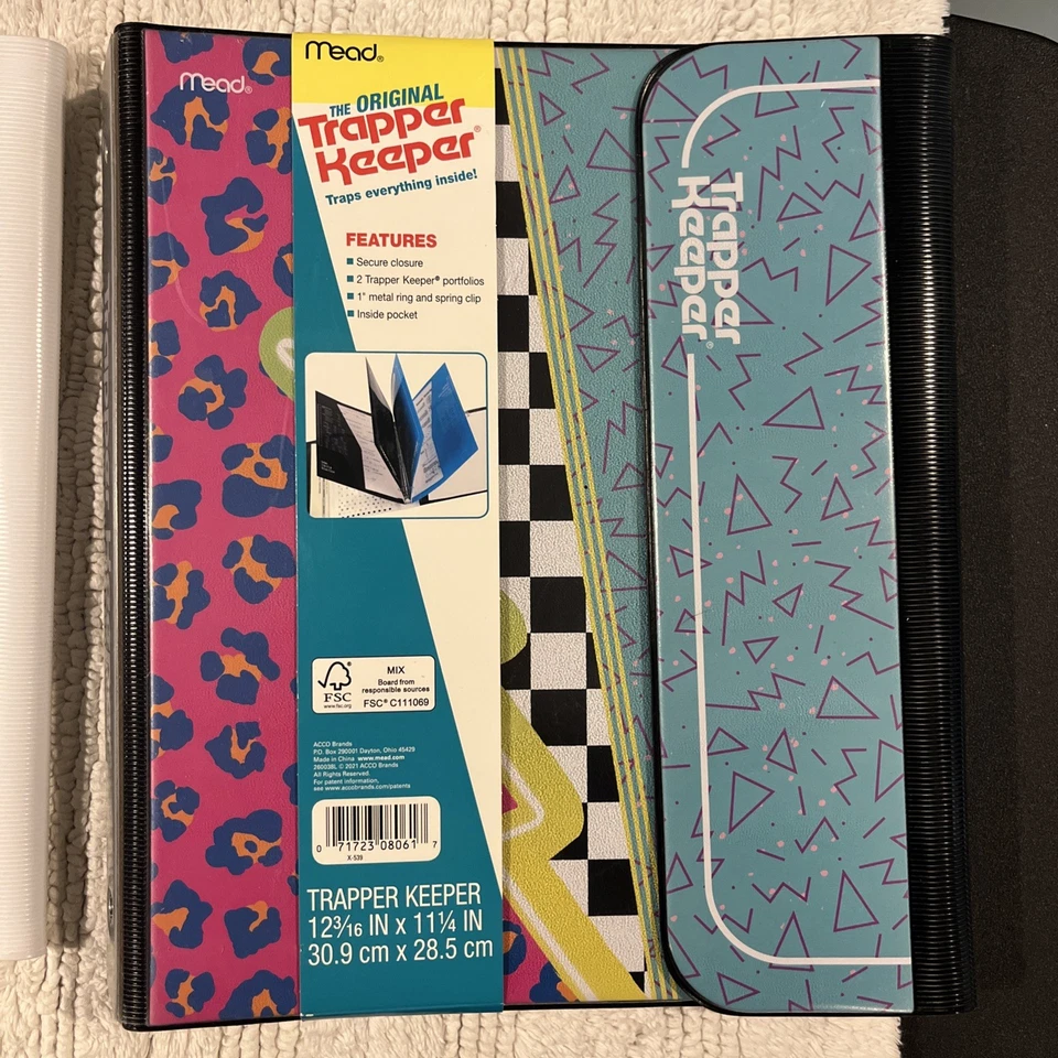 Carpeta Trapper Keeper Retro Años 80/90 Hiel 1" Anillo 2 Carpeta Bolsillo NUEVO Lote de 2 Foto 2 de 4