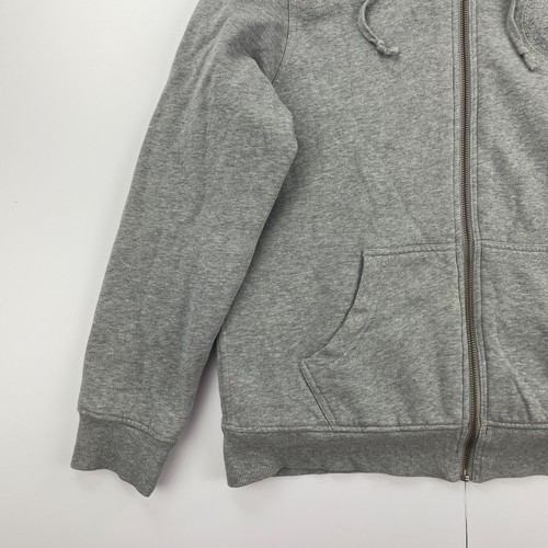 CONVERSE Hoodie Large Grey Womens Full Zip Logo Fleece Lined Sweatshirt - Picture 2 of 12