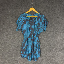 Express Dress Women XS Blue Animal Print Sheath Short Elastic Waist Casual