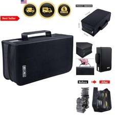 CD DVD Storage Case Wallet Organizer 128 Capacity Portable Black Binder