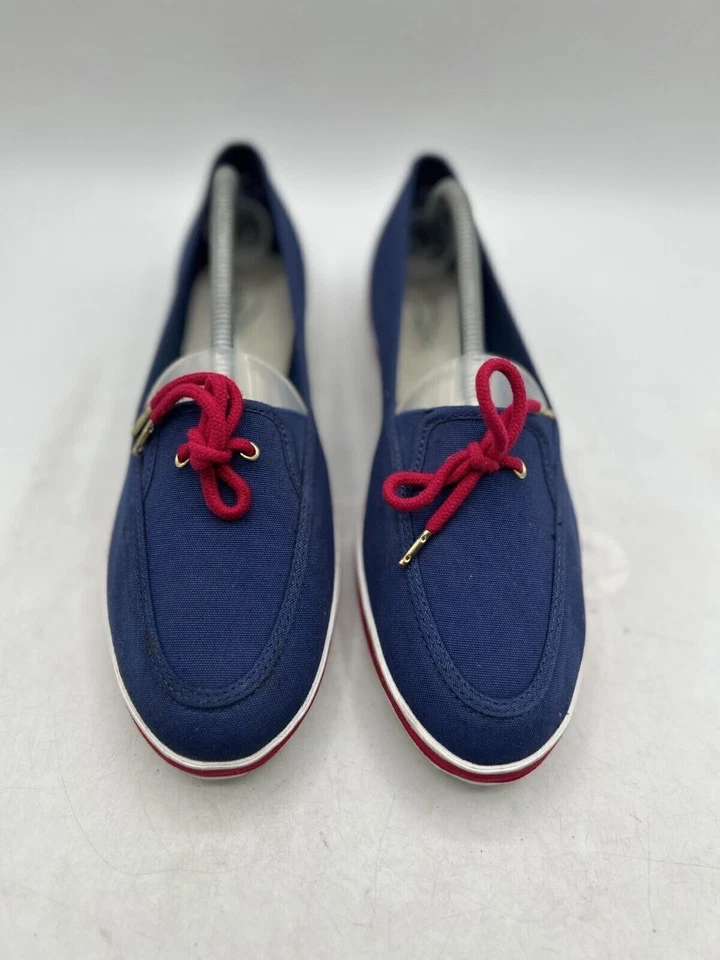 Grasshoppers 芭蕾平底女式 12M 码蓝色帆布懒人圆头舒适 — 第 2/4 张图片