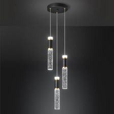 3-Light Pendant Lights Kitchen Island, Dimmable LED, Bubble Crystal, Black 14