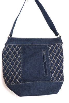  Vintage Vera Bradley Denim Quilted Shoulder Bag 90s Hobo Bucket Purse Blue NWOT