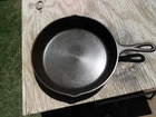 Vintage 3-Notch Lodge #8 SK Cast Iron Skillet - Made in USA - Sits Flat Restored