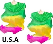 Belly Dance Silk Fan Veils 100 1.8m Top Quality USA Store