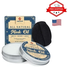 Mink Oil Leather Care - Waterproof Natural Conditioner with Sponge Applicator
