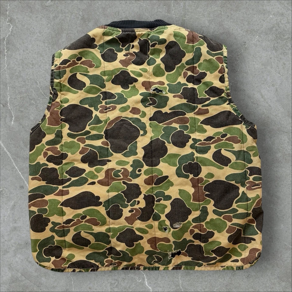 Vintage 1960s/70s Saf-T-Bak Duck Camo Insulated Hunting Vest XL - Image 2 of 4