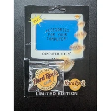 Hard Rock Cafe pin Online Computer Pals stick on backing classic log
