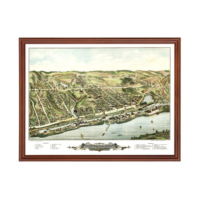 Old Map of Windsor Locks, CT 1877 - Vintage Windsor Locks Co