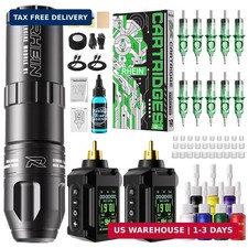 Tattoo Gun Kit with 2 PCS 1800mAh Batteries Wireless Tattoo Machine Kit 10 Tatto