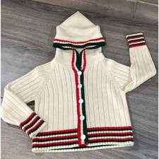 Vtg K-Mart Hooded Cardigan Sweater Toddler 3T Acrylic 60s 70s Taiwan ROC