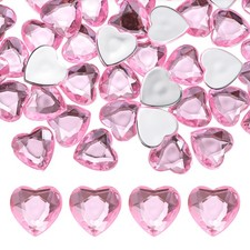 50-Pack Heart Rhinestone, 18mm Acrylic Heart Rhinestone Stickers Light Pink 