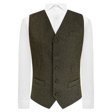 Luxury Earth Green Donegal Tweed Waistcoat