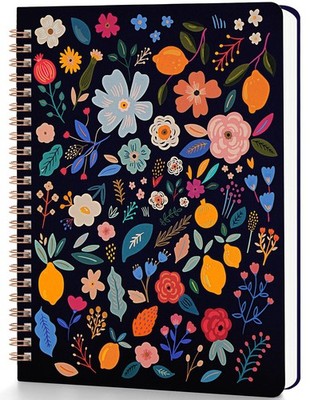 Spiral Notebook College Ruled 160 Pages with Pockets, 6x8 A5 Lined Dark Blue 