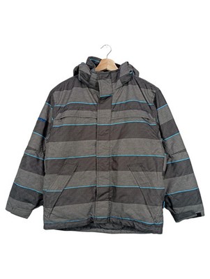 RIPZONE Herren Steppjacke Gr. 52/L Gestreift Grau Outdoor Kapuze
