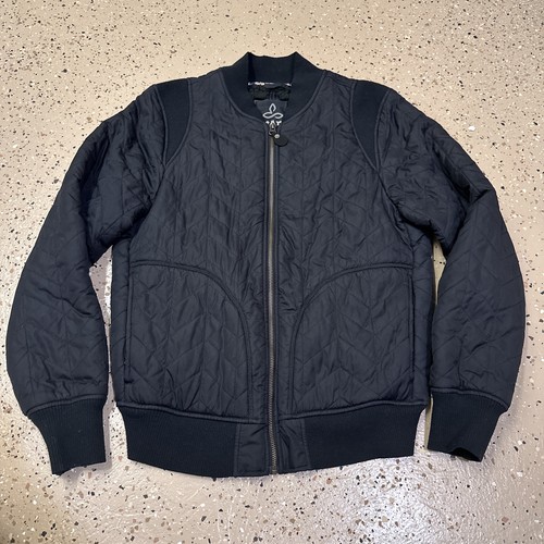 Prana Diva Varsity Jacket S Black Sherpa Lined Womens Bomber Zip Up Coat