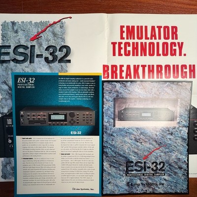 VINTAGE E-MU SYSTEMS ESI-32 INFORMATIONAL BROCHURE AND POSTER