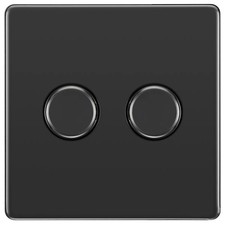 GoodHome BG Screwless Black Nickel Finish Double 2 way 400W Dimmer Switch FBN82P