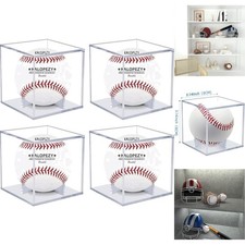 4 Pack Baseball Display Case UV Protected Acrylic Cube Clear Memorabilia Holder
