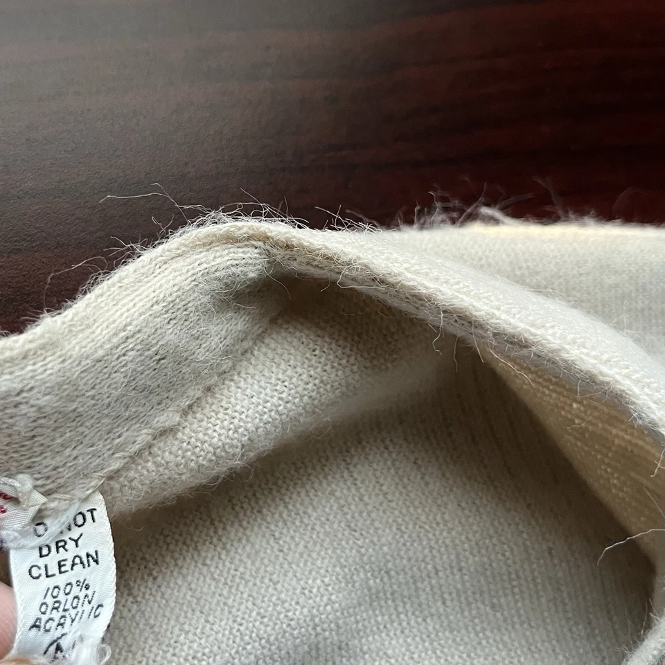 Cárdigan Suéter De Colección Izod Lacoste Para Hombre Mediano Crema Orlon Acrílico Hecho en EE. UU. Foto 3 de 4