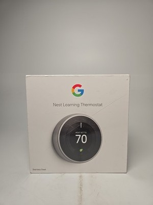 Google Nest 3rd Gen Learning Smart Wi-Fi Thermostat STAINLESS STEEL T3007ES