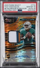 2020 PANINI SELECT RC SIG MEM PRIZM #TTA TUA TAGOVAILOA 18/25 PSA 10 AUTO 10