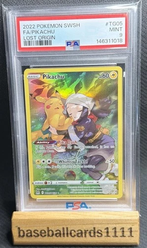 2022 POKEMON SWORD & SHIELD LOST ORIGIN #TG05 FULL ART/PIKACHU PSA 9 P1