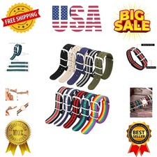 10 Pieces Nylon Watch Strap Military Replacement Watch Band with Stainless St...