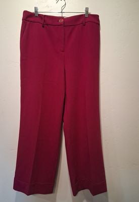 NWT Talbots Wmns Sz 14  Magenta Wide Leg Trouser Cuff Pants Career Office Siren