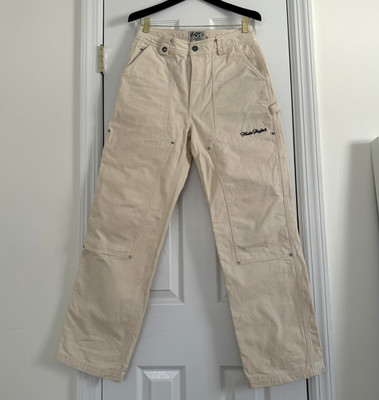 Nude Project Womens Carpenter Pants Size M Beige Heavyweight Heart Shaped Metal