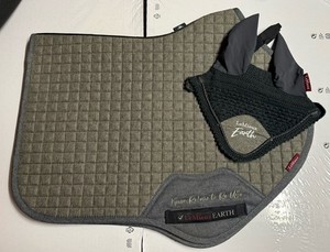 LeMieux Earth Moss CC English Horse Saddle Pad & Fly Bonnet Set Size Large