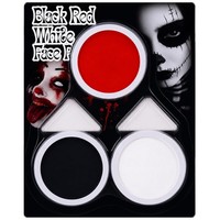 Gesichts- Und KöRperfarbe Set Schwarz Weiß Rot Sfx-Make-Up Kit FüR Halloween
