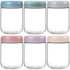 NETANY 6-Pack 16oz Glass Food Storage Containers with Lids, Mason Jars, Salad...