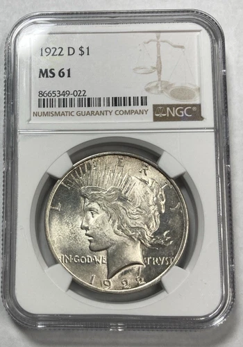 1922-D Peace Dollar NGC MS61 Bright White